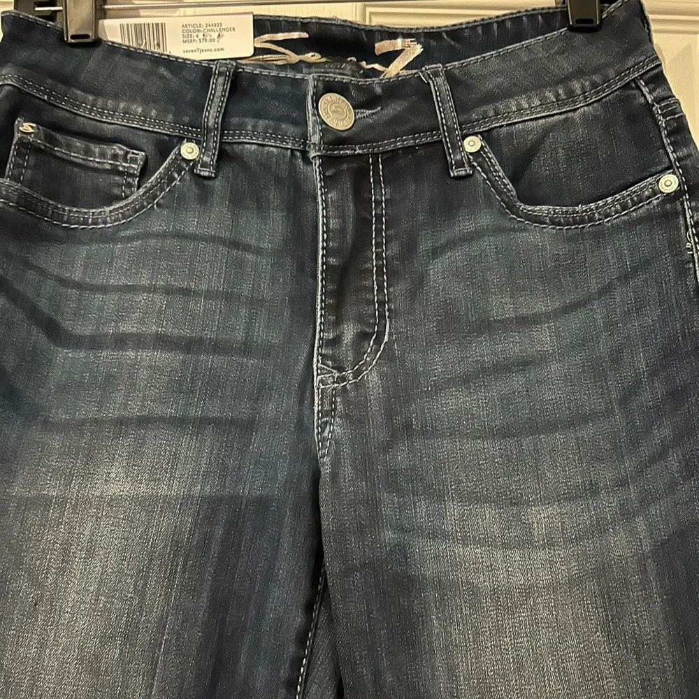 Seven7 Women's Rocker Slim Boot Cut Jeans - Dark Blue - Picture 4 of 10